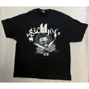 Sick Boy Skull T-Shirt Men’s Size 2XL Black Short Sleeve Graphic Print Tee